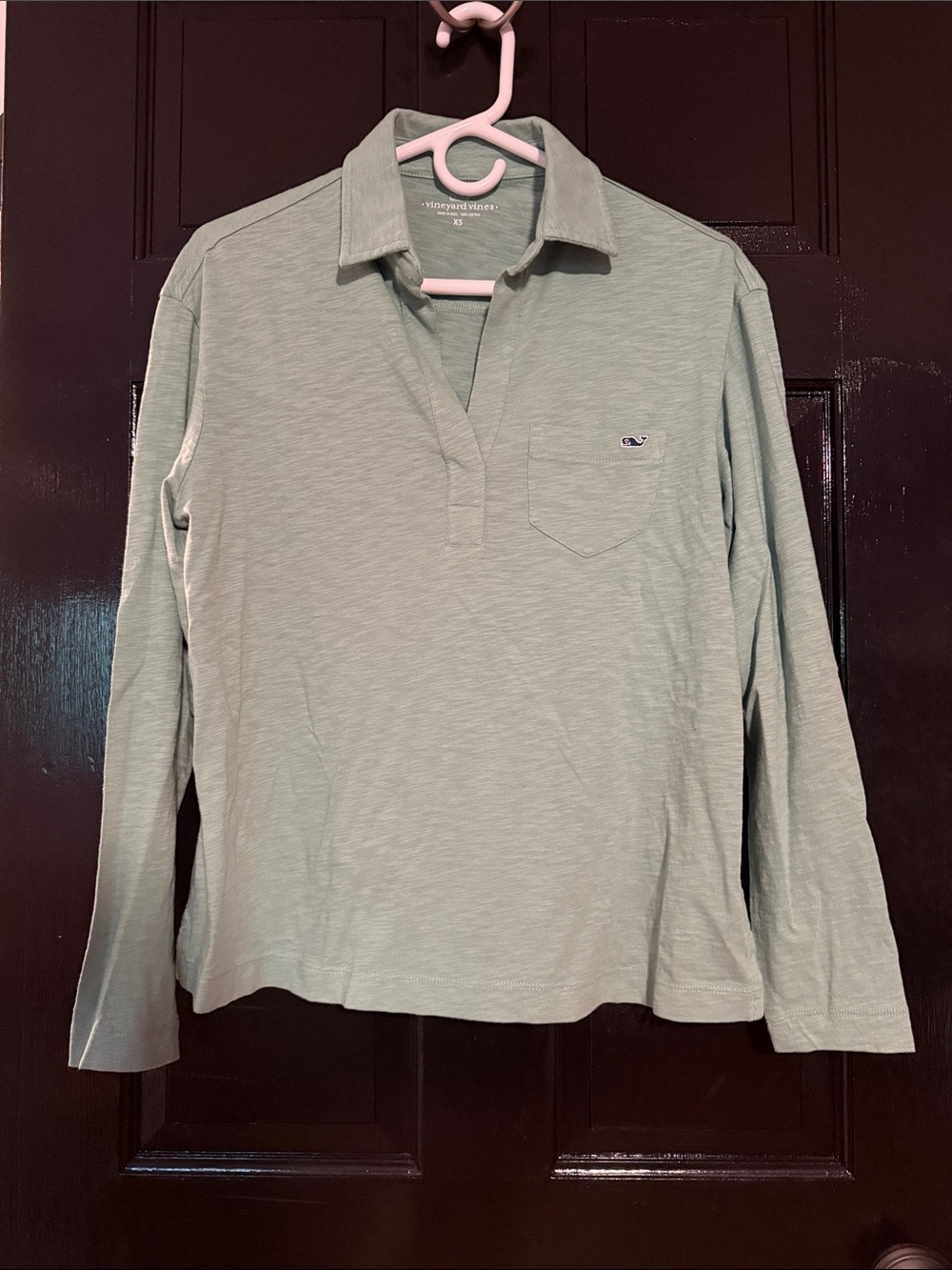 Vineyard Vines Green Popover Slub Polo Casual Long Sleeve Shirt Size X-Small